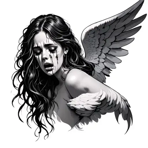 Female Fallen Angel Crying