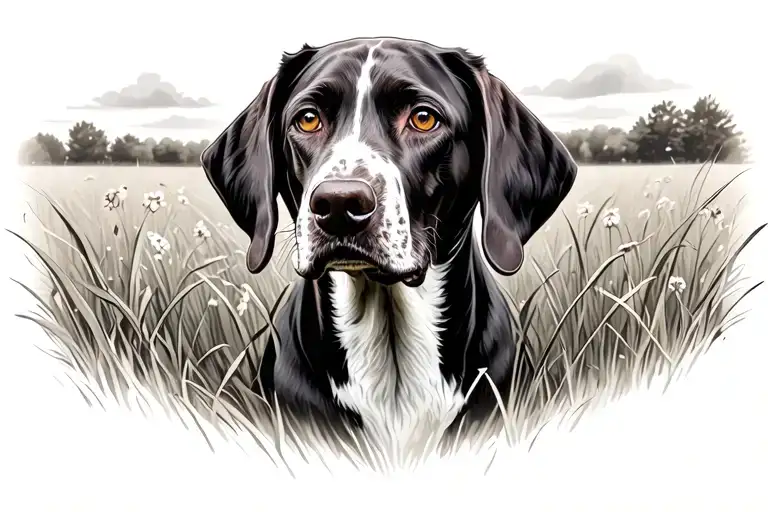 German Shorthair Pointer In A Field