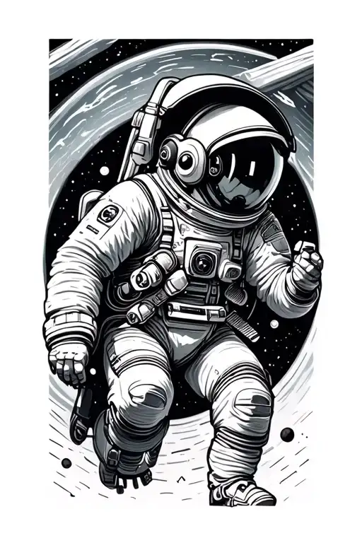 An Astronaut Floating Wearing A Headset Tattoo idea