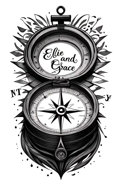 Compass Design With Ellie And Grace Names On It