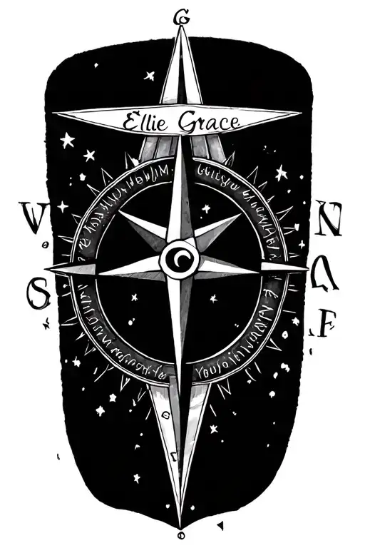 Compass Star With Ellie And Grace Names On It