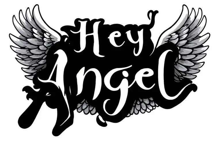 Hey Angel Text With Wings No Background
