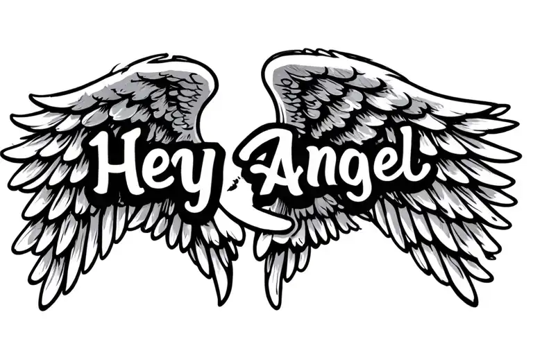 Hey Angel Text With Wings No Background Symbolizing