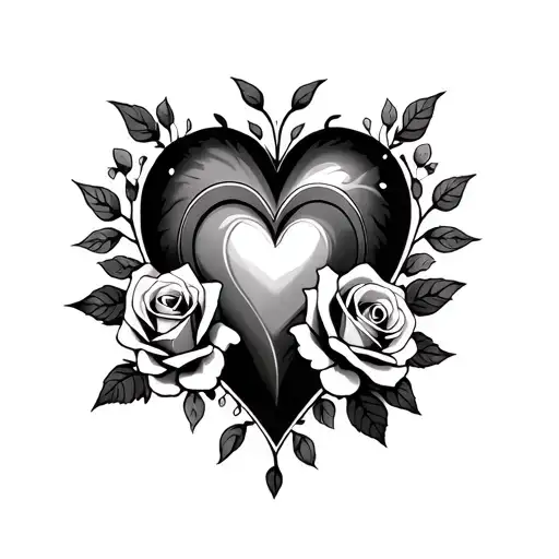 Heart And Roses Intertwined