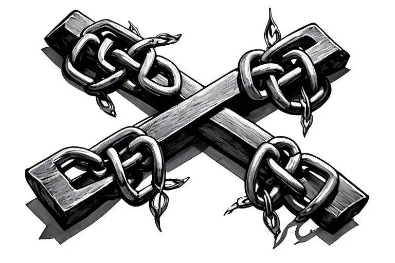 Cross And Chains Forming