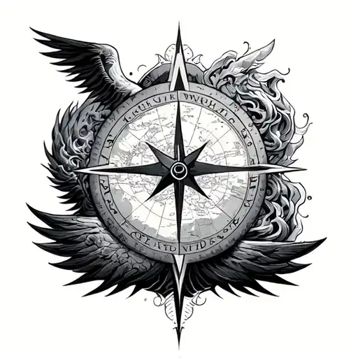 Compas With Map And Wind God