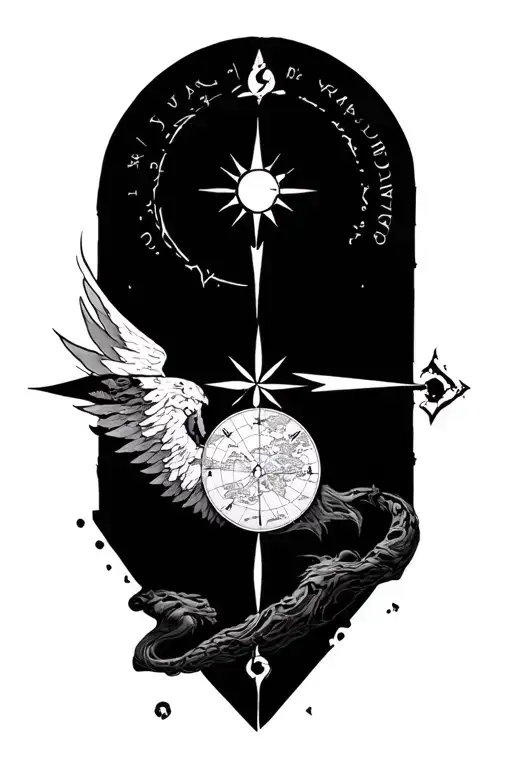 Compas With Map And Wind God