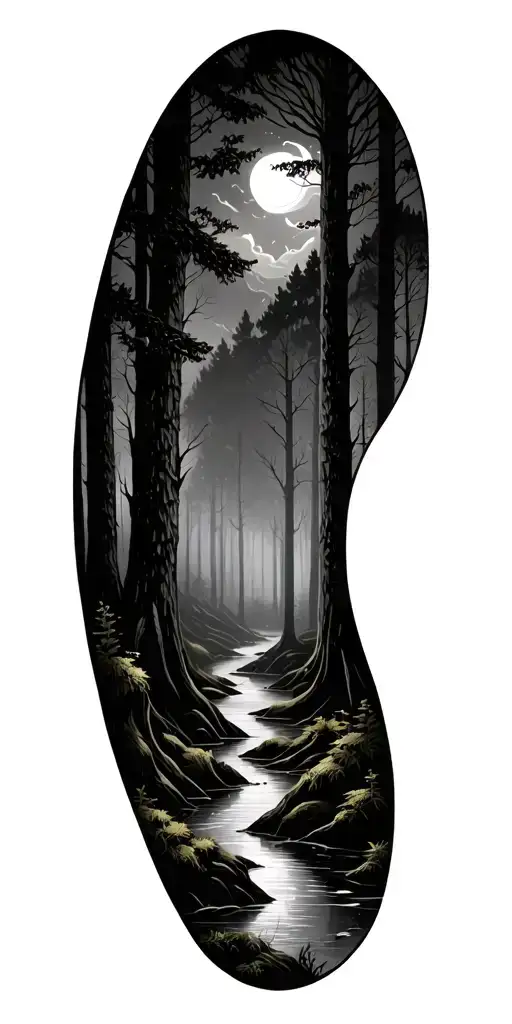 Forest Scene With A Hidden Semi Colon Within The Design