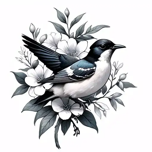 Swallow And Estonian Native Flowers Blooming