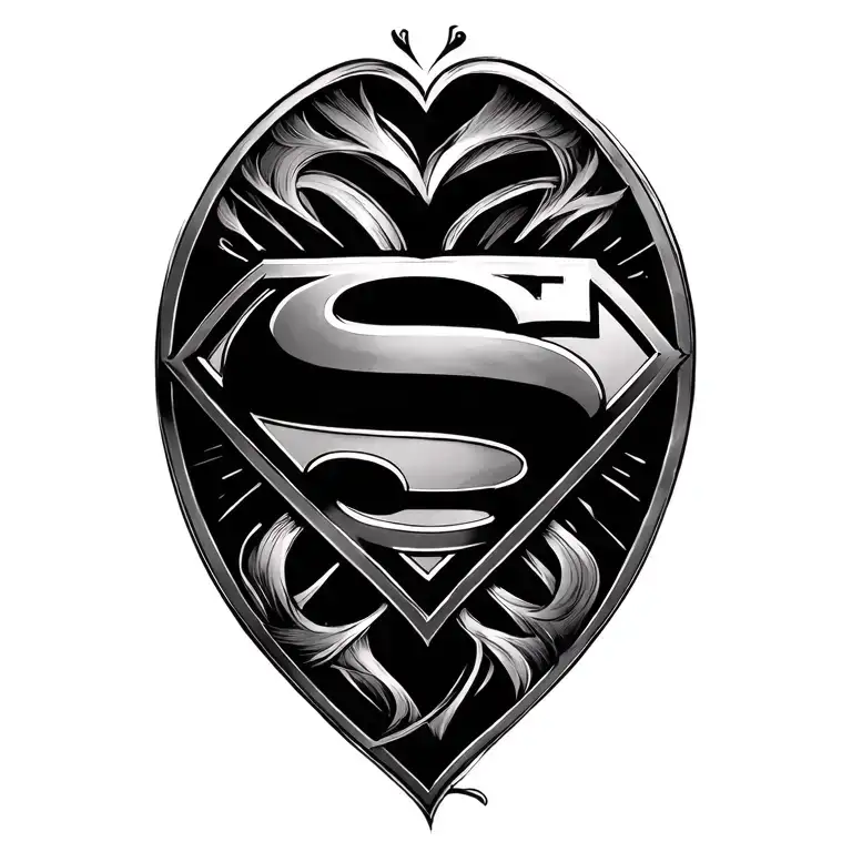 Superman Logo Intertwined Hearts Surrounded