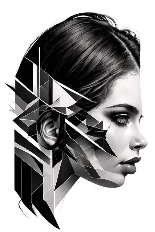 Woman Head In Geometical
