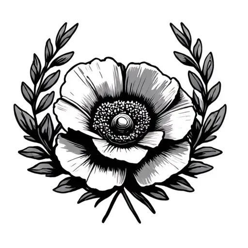 Marine Corp Rank Insignia Poppy Flower Wreath