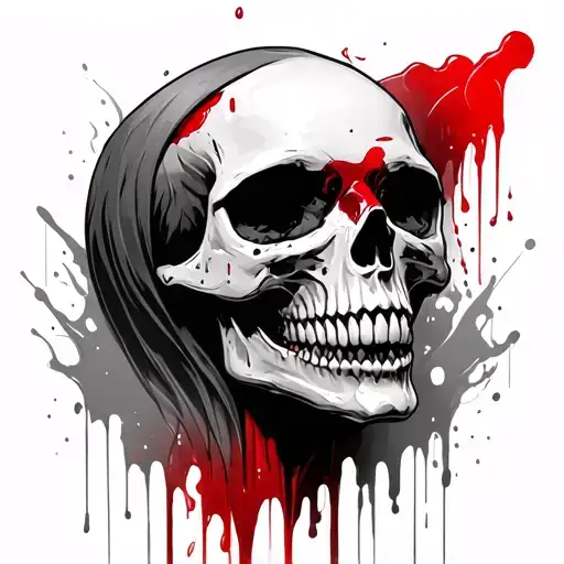 Skull Detaching From A Face With Blood Dripping