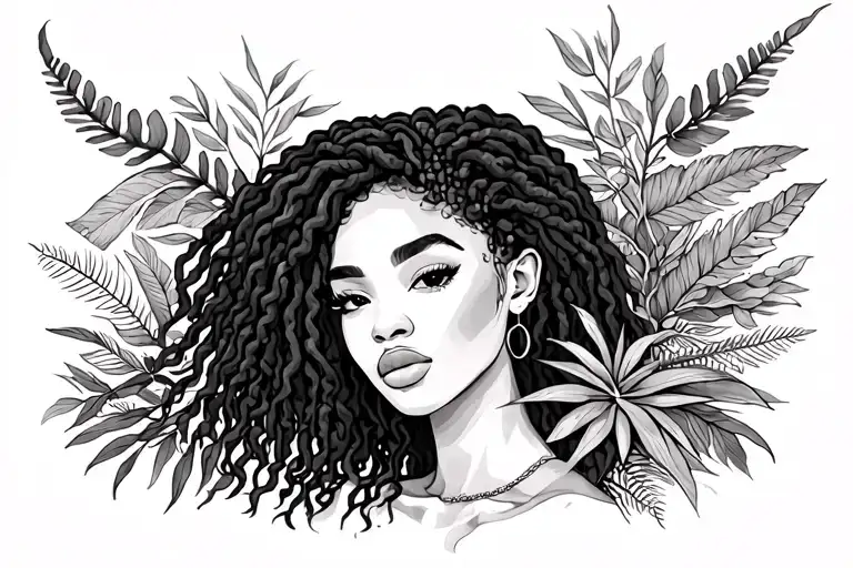 Taurus Black Woman With Locs And Plants