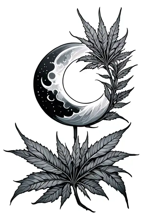Sun Moon Weed Leaf Intertwined