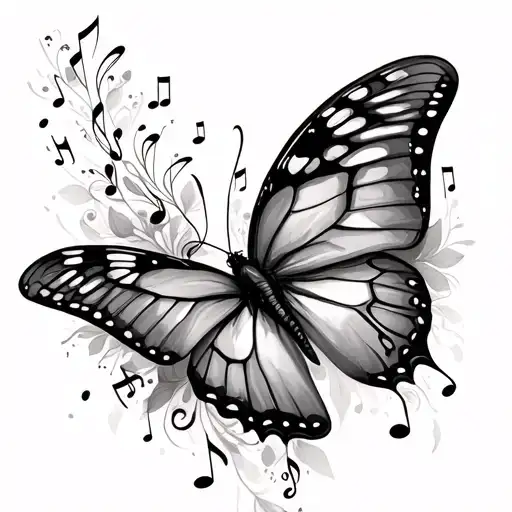 Butterfly With Music Notes