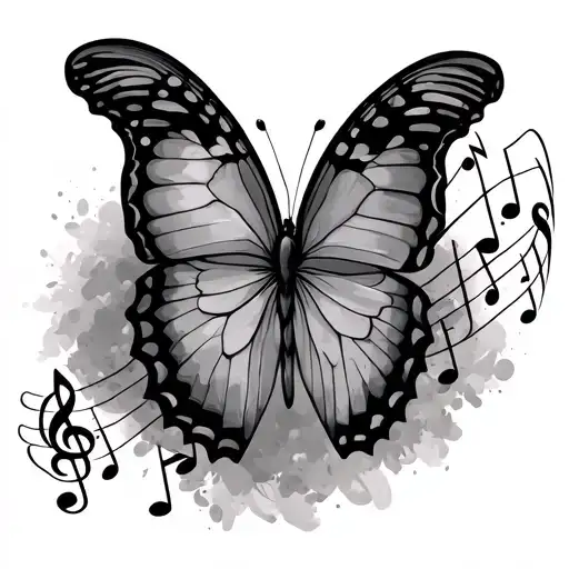 Butterfly With Music Notes