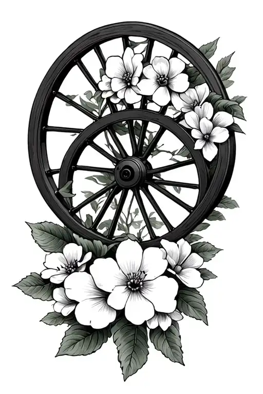 Wagon Wheel With Dogwood Flowers