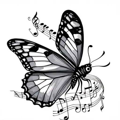 Butteryfly With Piano Notes
