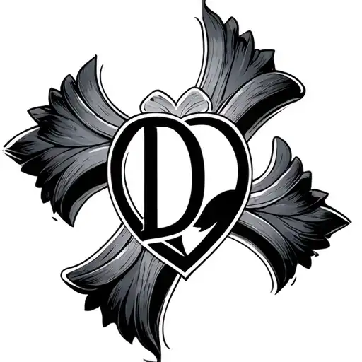 A Cross With A Heart And D Initial Inside Tattoo idea