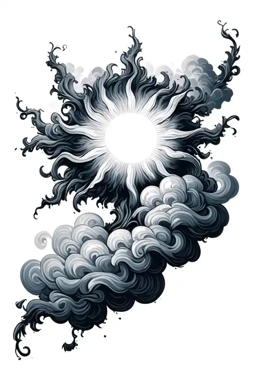 Sun Shining With Clouds Floating