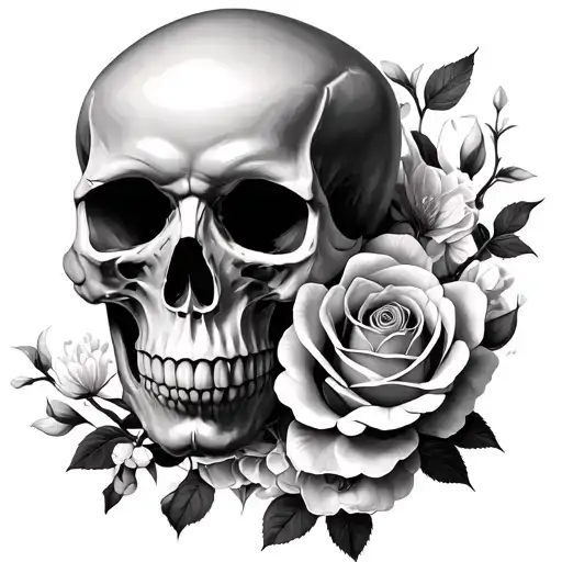 Skull Roses Cherry Blossoms Wrapped