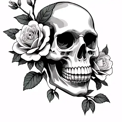 Skull Roses Cherry Blossoms Wrapped Mexican