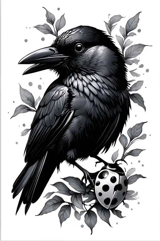 Crow And Ladybug Tattoo idea