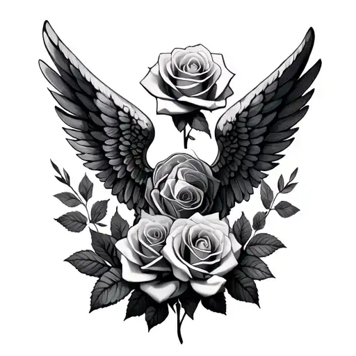 Aesthetic Rocks Wings And Roses For