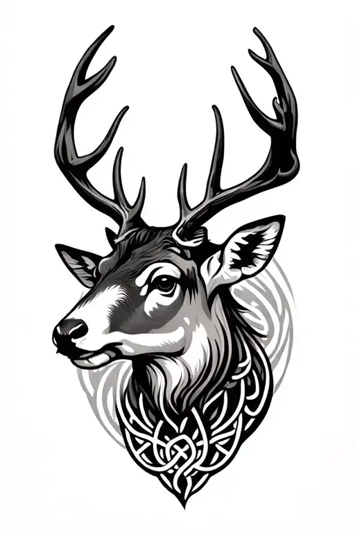 Celtic Deer Head Profile Holding
