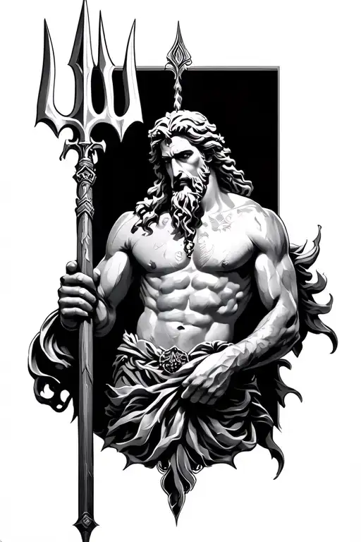 Poseidon Holding The Trident