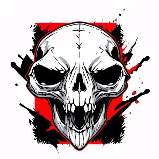 Animal Skull With Red Back Ground