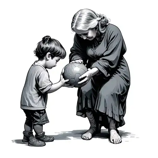 Grandmother Giving Ball To Kid