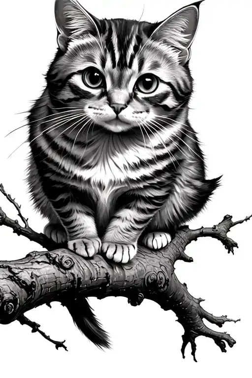Cat On Tree Branch