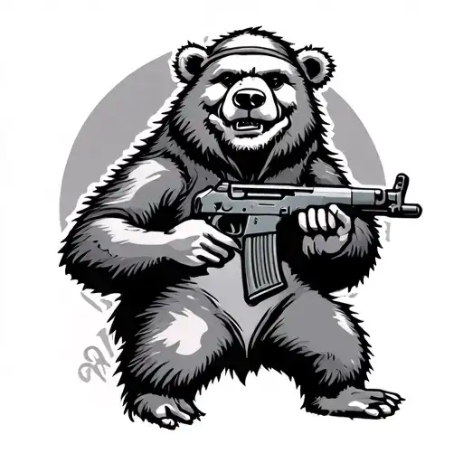 Grateful Dead Dancing Bear Holding Ak-47