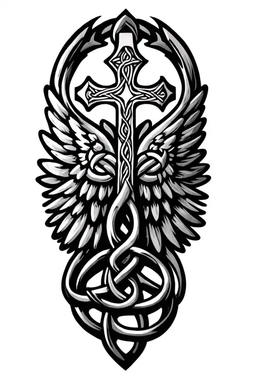 Celtic Knot Cross With Wings