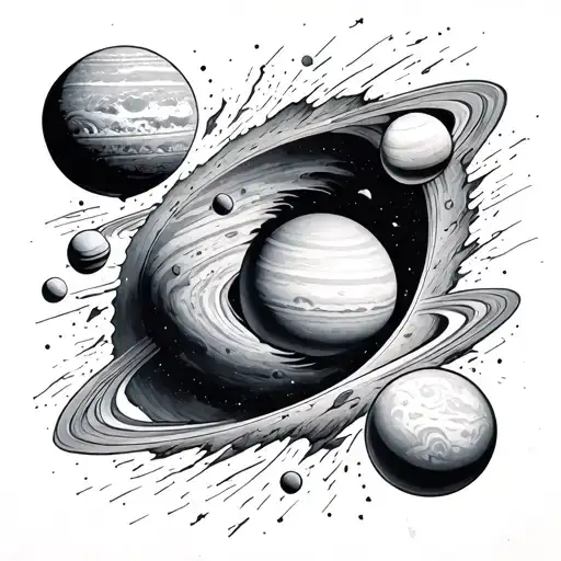 The Solar System Planets Getting Pulled To A Black Hole