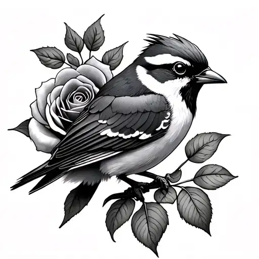 Crested Lark And Rose