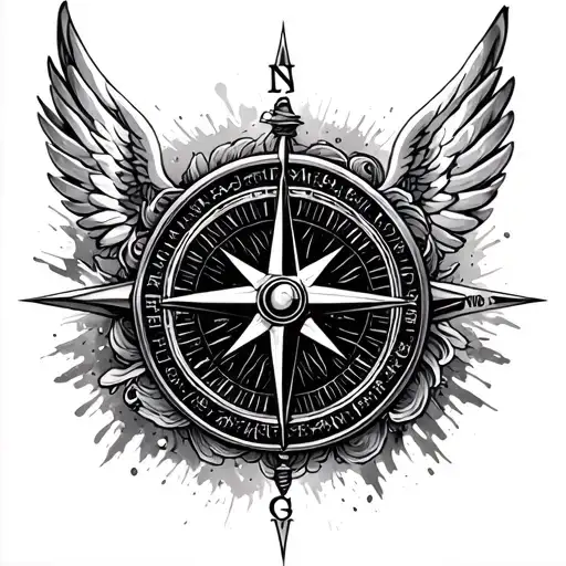 Feminine Compass With Angel Wings
