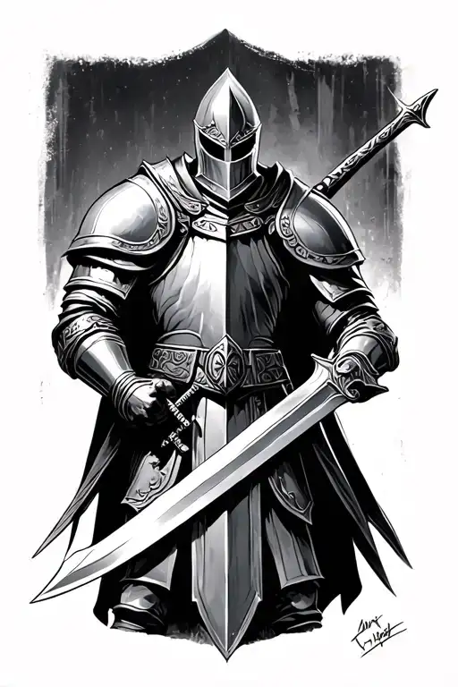 Gaurdian Knight Holding A Sword