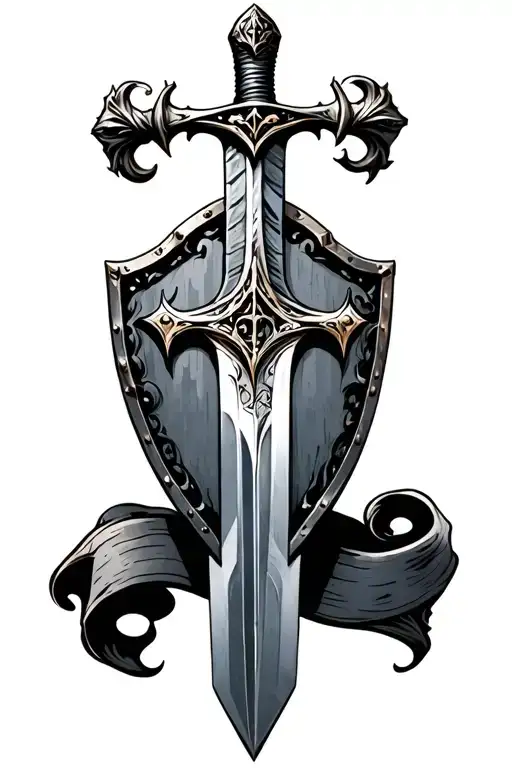 Ornate Medieval Sword And Shield Adorned