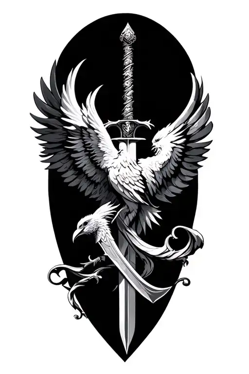 Sword And A Phoenix With Discipline Symbolism