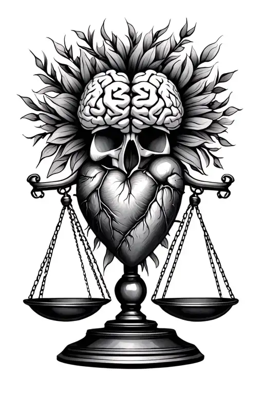 Balance Scale With Heart And Brain