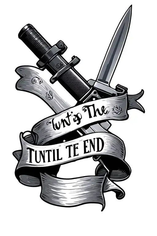 M9 Bayonet With Banner That Says Until The End