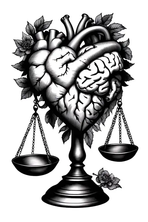 Balance Scale With Heart And Brain Vs Heart