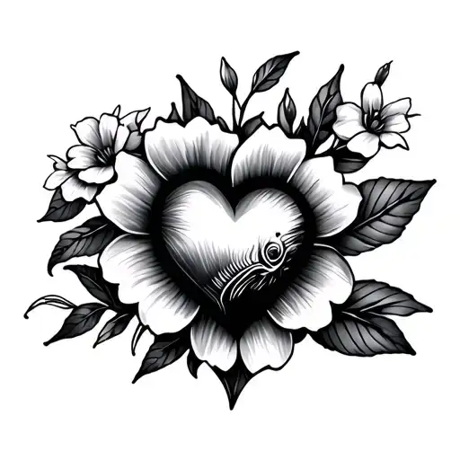 M With Heart And Flower