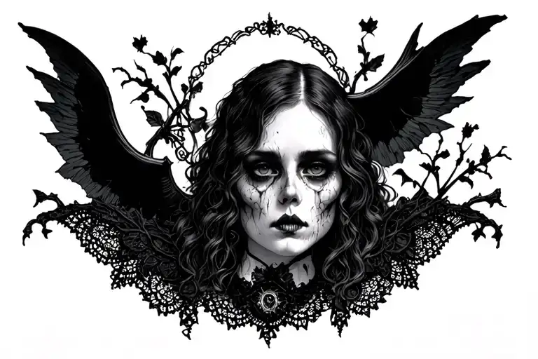 Victorian Style Graveyard Theme Afi Band Album Artwork Lace Collar