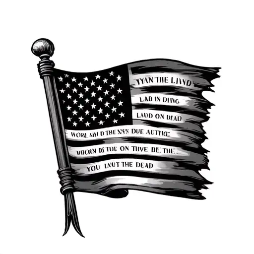 American Flag With Quote Worn By The Living Laid On The Dead