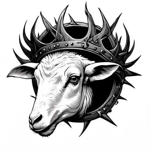 Crown Of Sharp Thorns With A Lamb Head Inside Of It