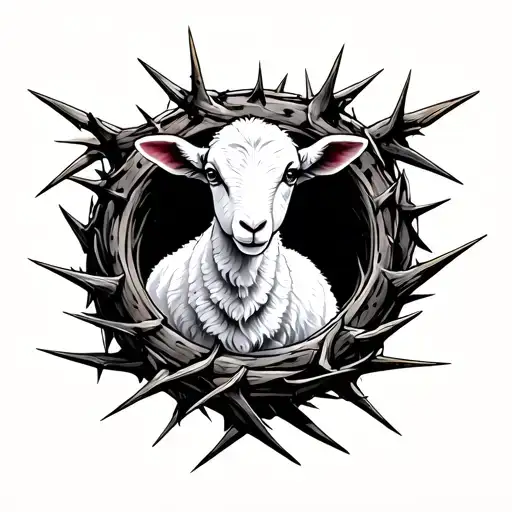 Crown Of Sharp Thorns With A Lamb Inside Of It